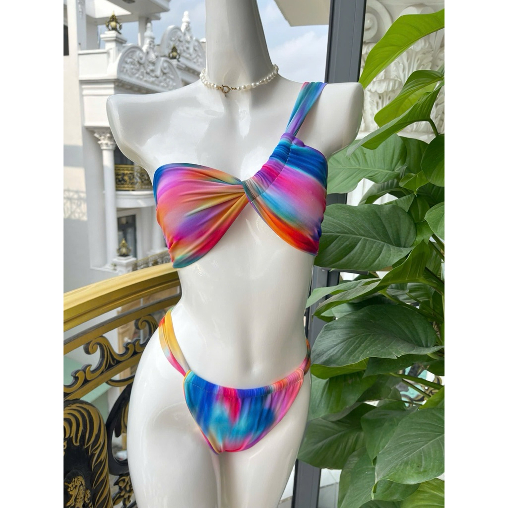 tina bikini 2 mảnh chéo vai cầu vồng
