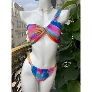 tina bikini 2 mảnh chéo vai cầu vồng