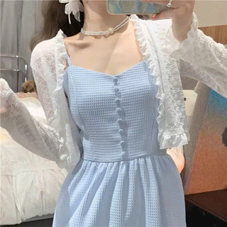 LT - Áo khoác cadigan thun ren mỏng mềm, free size, hoạ tiết hoa nhí style vintaget 1600