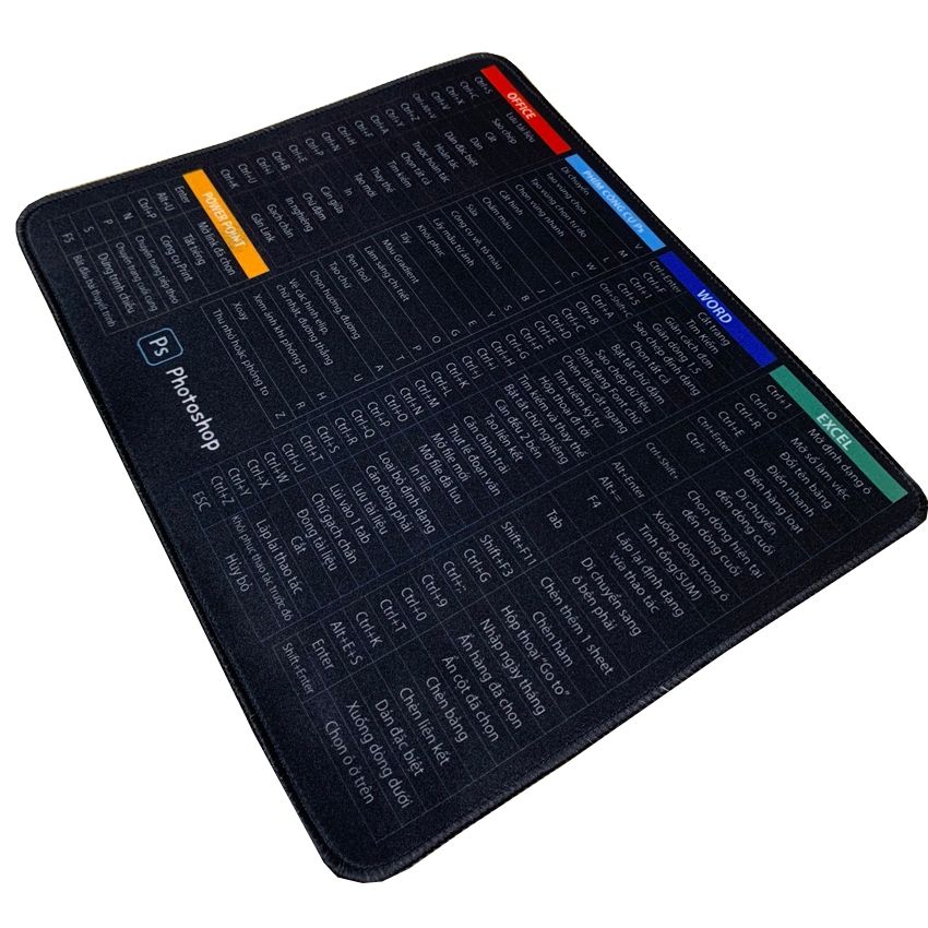 Lót Chuột  Phím Tắt 25x30cm 30x70cm,Pad Chuột Máy Tính In Phím Tắt Tiện Lợi, Đế Cao Su Chống Trượt