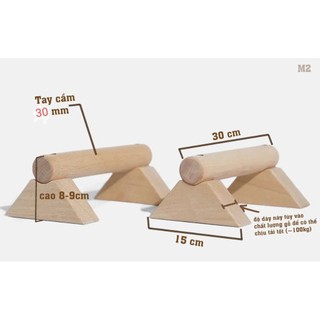 PARALLETTES GỖ - DỤNG CỤ HÍT ĐẤT, CHỐNG ĐẨY BẰNG GỖ TỰ NHIÊN CÓ ĐẾ CHỐNG TRƯỢT ,Tam Giác