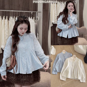 Áo sơ mi dài tay cúc bọc cổ tàu bo tay 6247 A092