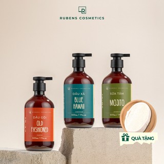 Combo 3 Chai Dầu Gội, Sữa Tắm, Dầu Xả  Hương Nước Hoa Rubens Cosmetic 500ml ( Mới )
