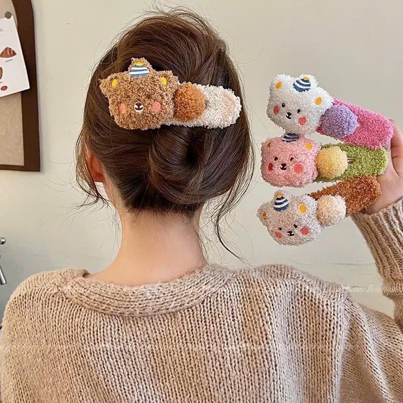 Kẹp tóc hàn quốc hình Gấu / Thỏ nhồi bông khổng lồ dễ thương cỡ lớn 11cm. Phụ Kiện Tóc Xinh Phái Nữ LEZA VN