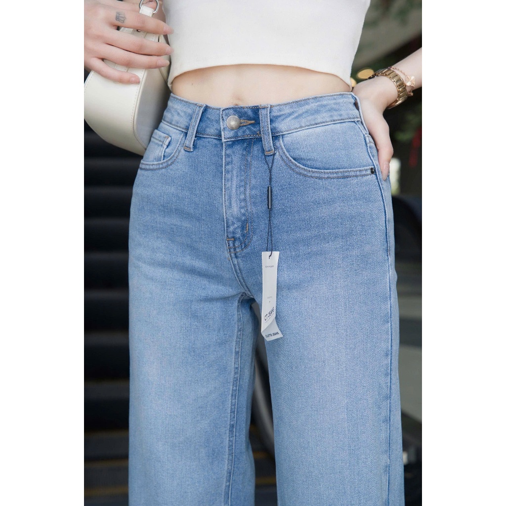 Quần Jeans Nữ Ống Rộng CT Cạp Cao – Quần Bò Nữ Form Suông Dài Thời Trang