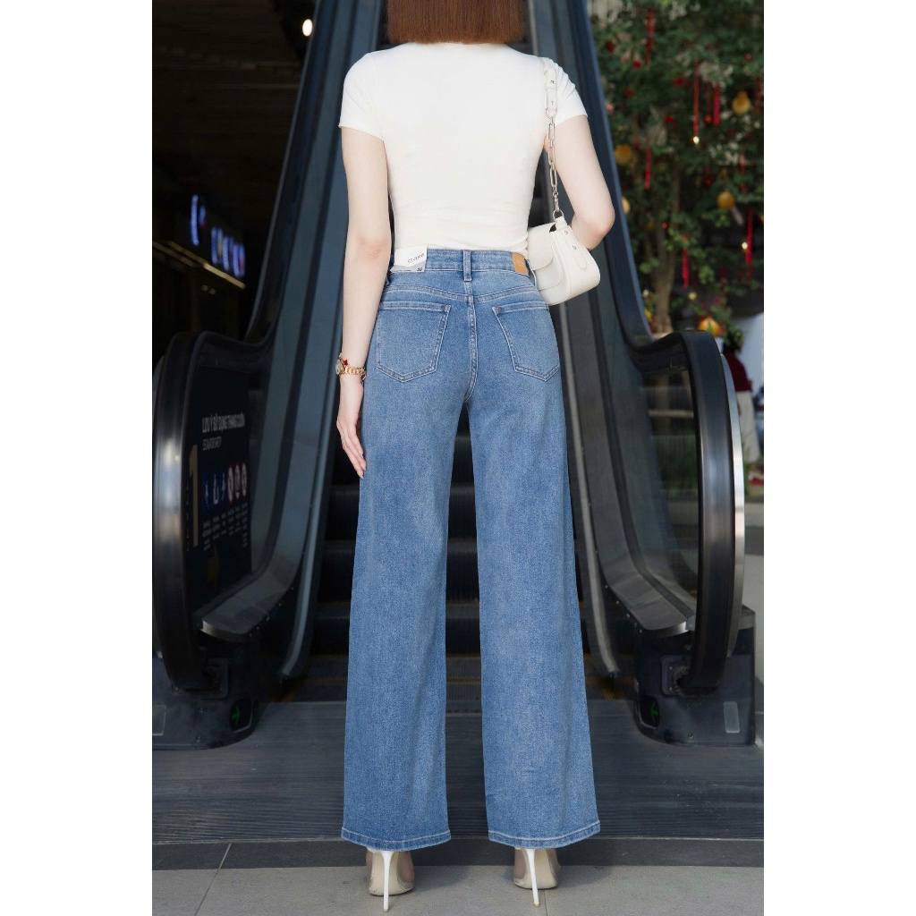 Quần Jeans Nữ Ống Rộng CT Cạp Cao – Quần Bò Nữ Form Suông Dài Thời Trang