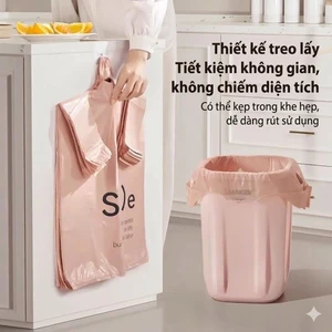 Set 50 túi rác polyester màu hồng xanh smile dày đẹp 3 size