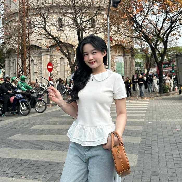 Áo Cộc Tay Cổ Sen Viền Bèo Joolate Áo Thun Cộc Tay Phong Cách Hàn Quốc