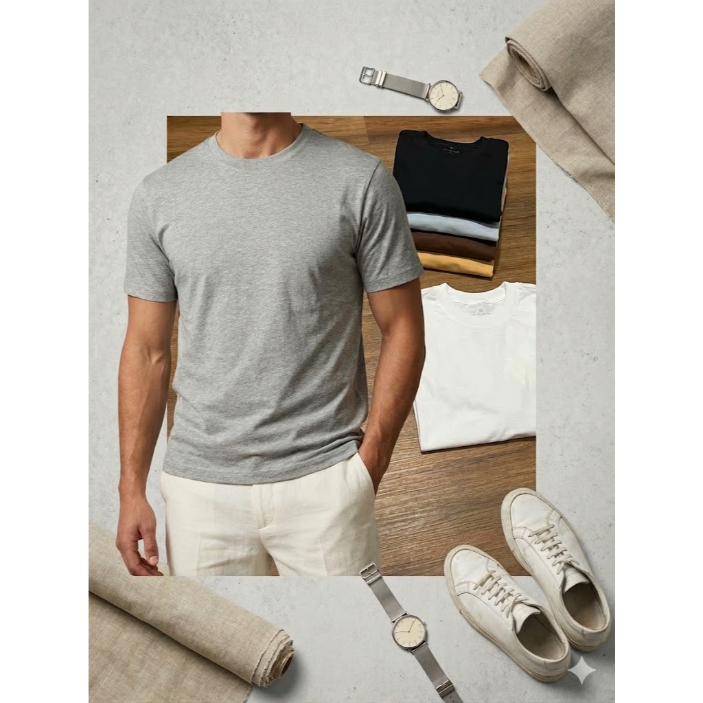 Áo Phông Nam Cổ Tròn UN Basic – Áo Thun Nam Form Chuẩn, Cotton Mềm Mát