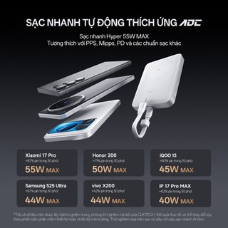 Sạc dự phòng không dây Cuktech 10 Air Super Magnetic Power Card 10000mAh 55W – WPB100P | Bảo hành 18 tháng