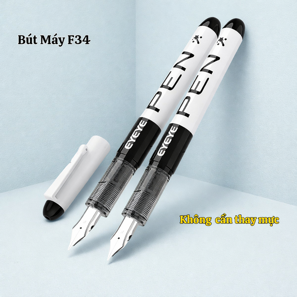 Bút Máy Gel F34 mực sẵn trong thân, không cần bơm lắp mực, cho học sinh cấp 1, Ngòi EF êm trơn 2026