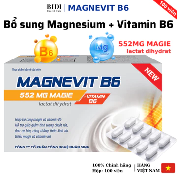 Viên Uống Magnevit B6, Bổ Sung Magiê Vitamin B6, Giảm Chuột Rút Đau Cơ, Giảm Căng Thẳng Mệt Mỏi