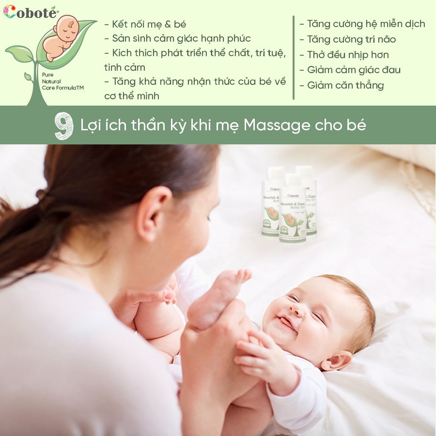 Dầu massage và dưỡng da em bé giúp dưỡng ẩm, giữ ấm, làm dịu da lành tính 50ml 100ml