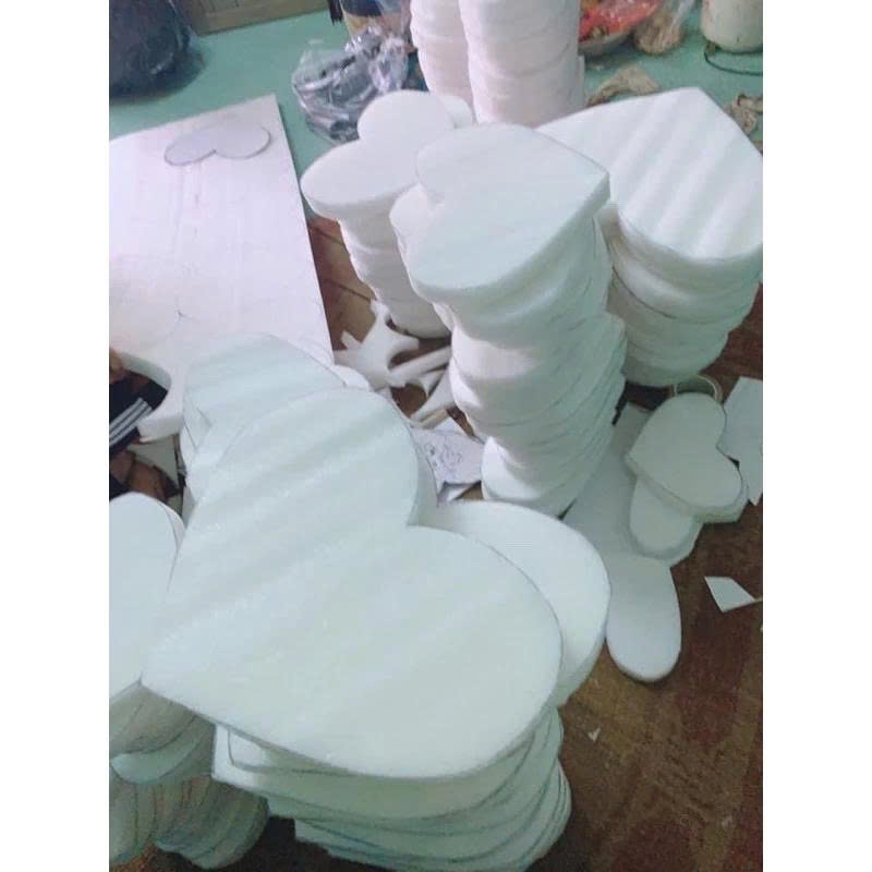 Xốp PE, xốp DẺO cắm hoa nhiều kích thước, Phôi tim, phôi tròn hoa sáp, hoa nhũ dày 5cm