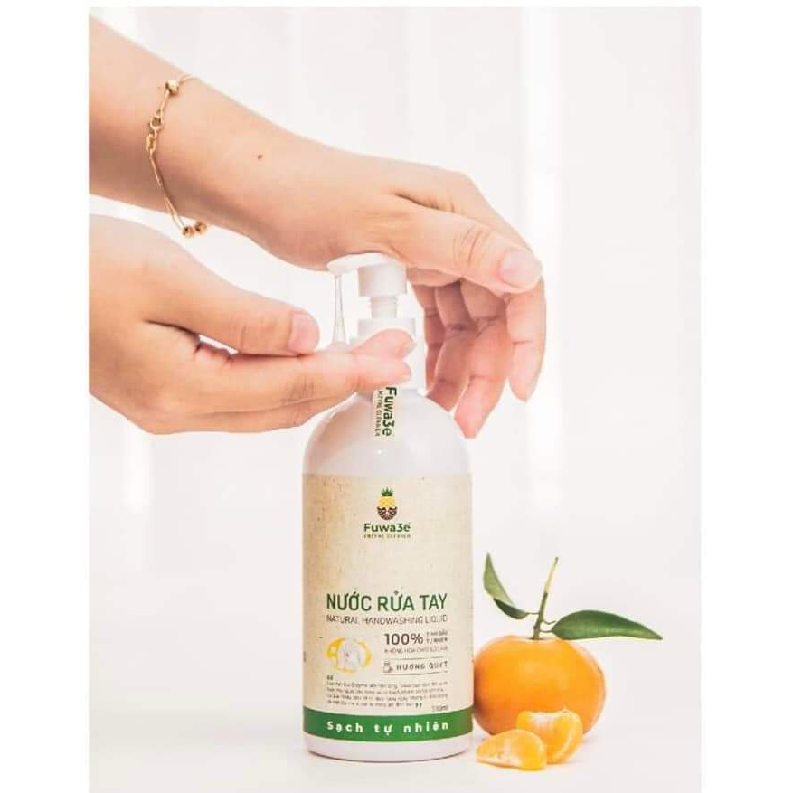 Nước rửa tay hữu cơ mùi tinh dầu quýt từ chế phẩm Enzyme sinh học 300ml