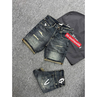 Quần short jean xanh nam rách thời trang phong cách streetwear form ôm