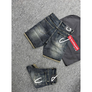 Quần short jean xanh nam rách thời trang phong cách streetwear form ôm