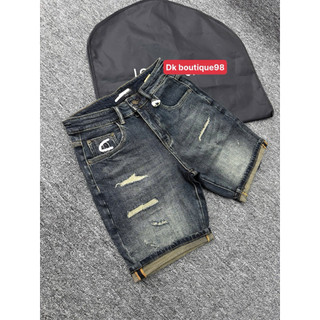 Quần short jean xanh nam rách thời trang phong cách streetwear form ôm
