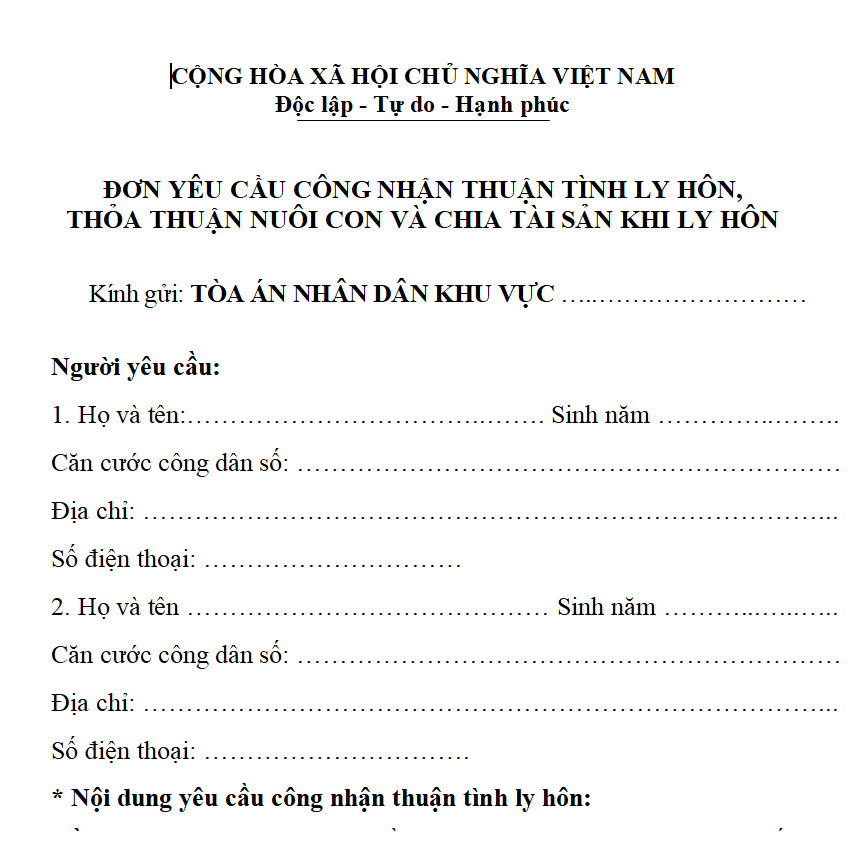 Combo 3 BỘ HỒ SƠ LY HÔN THUẬN TÌNH, ĐƠN LY HÔN THUẬN TÌNH, LY HÔN ĐỒNG THUẬN, ĐỒNG THUẬN LY HÔN 2026, kèm bản hướng dẫn