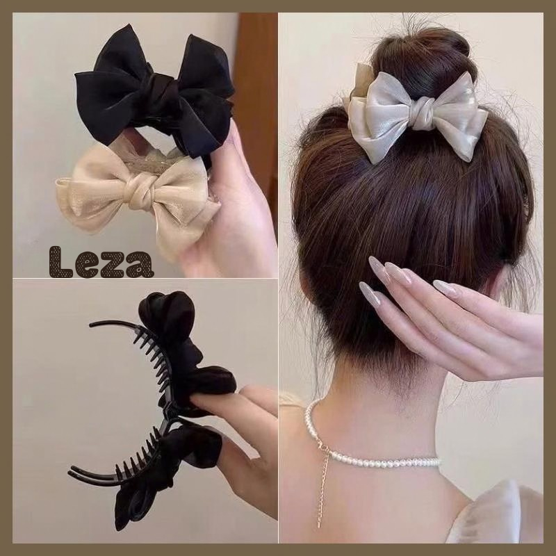 Kẹp tóc bong bóng búi củ tỏi nữ LEZA , Kẹp tóc tiểu thư phong cách thời trang Hàn Quốc chất lệu vải voan siêu xinh