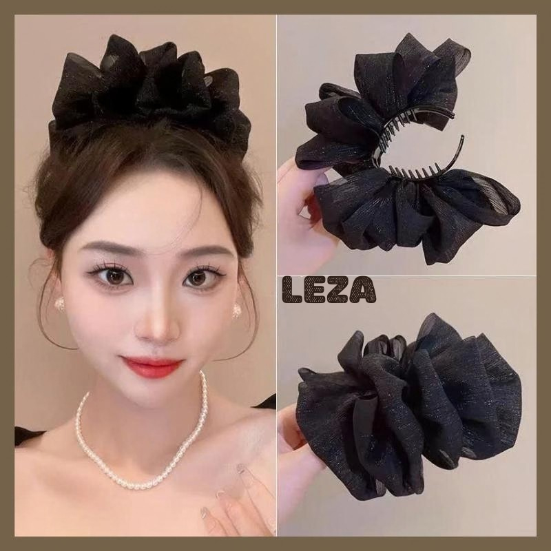Kẹp tóc bong bóng búi củ tỏi nữ LEZA , Kẹp tóc tiểu thư phong cách thời trang Hàn Quốc chất lệu vải voan siêu xinh