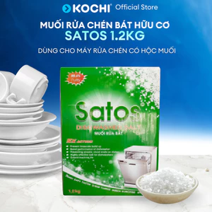 Muối Rửa Chén Bát Sinh Học Satos 1.2kg - Tinh Khiết 99.4%, Dùng Cho Máy Rửa Chén Có Hộc Muối - Làm mềm nước, loại cặn ca