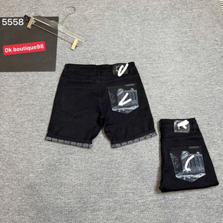 quần short jean nam màu đen trơn hoạ tiết điểm nhấn túi sau cực đẹp,vải dày mềm co giãn nhẹ phom dáng chuẩn siêu cấp QC