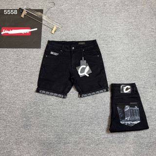 quần short jean nam màu đen trơn hoạ tiết điểm nhấn túi sau cực đẹp,vải dày mềm co giãn nhẹ phom dáng chuẩn siêu cấp QC