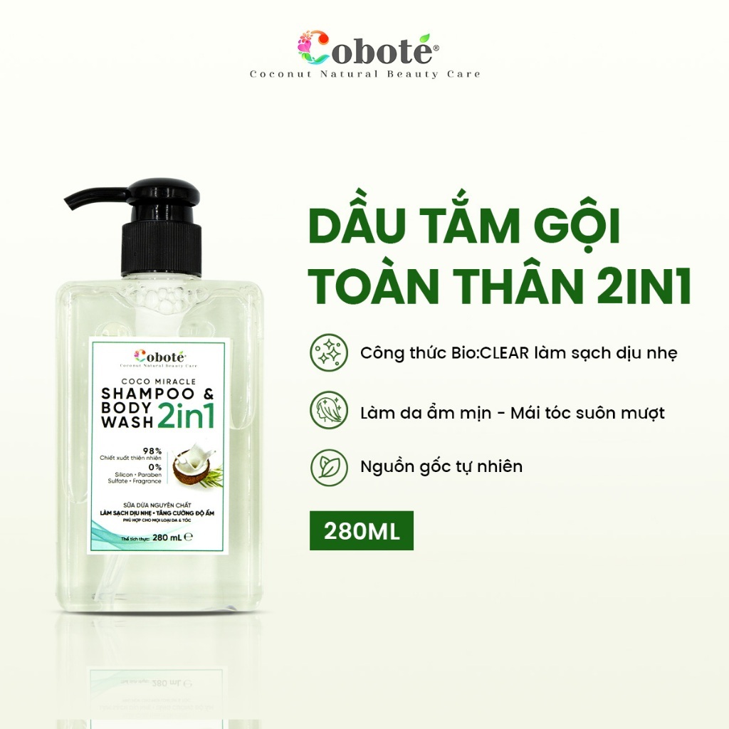 Dầu tắm gội 2in1 shampoo body wash cấp ẩm và dưỡng chất cho da và tóc 280ml