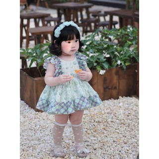 { độc quyền-BabyBeer} Váy xanh ren mềm cho bé/ Váy hoa đồng tiền pastel-Babybeer
