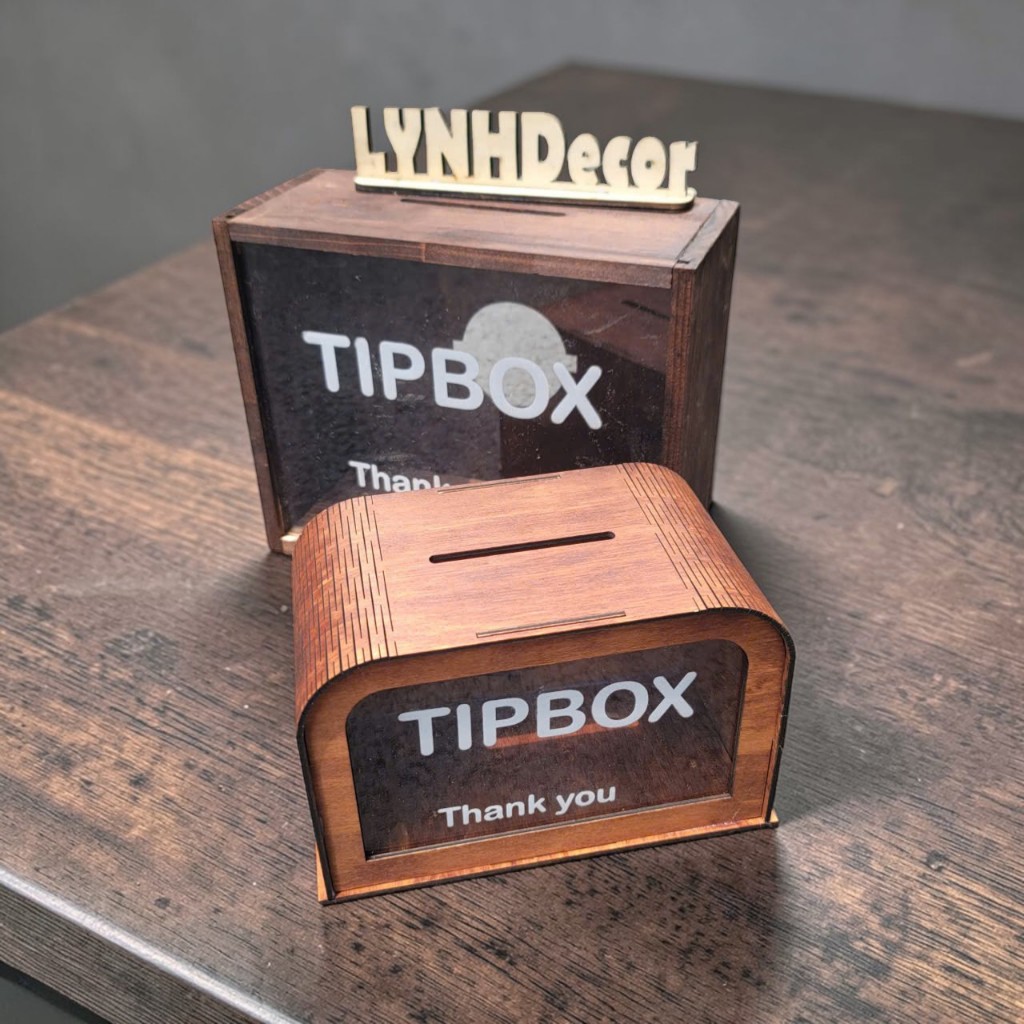 HỘP TIP BOX GỖ, HỘP ĐỰNG TIỀN DECOR | LYNHDECOR MIỄN PHÍ KHẮC LOGO,SLOGAN THEO YÊU CẦU