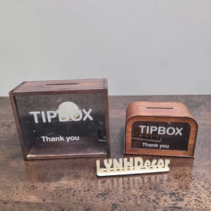 Hộp Gỗ Tipbox Khắc Tên Quán – Miễn Phí Thiết Kế Theo Yêu Cầu | Hộp Đựng Tiền Bo Quán Cafe, Trà Sữa