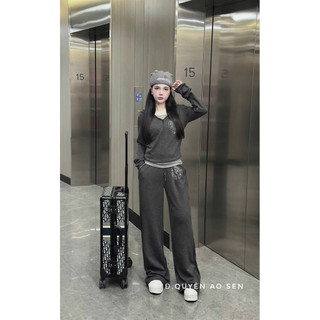 SET 3 MÓN GỒM ÁO 2S KÈM ÁO KHOÁC MŨ MIX QUẦN ỐNG XUÔNG CHOM HOT