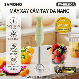 Combo nồi nấu cháo chậm Samono 0.8Lít SW-SC08B và máy xay cầm tay SW-HB200A - BH 1 năm