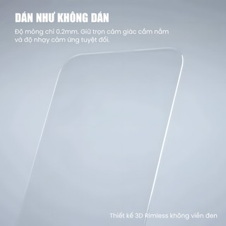 Kính Cường Lực Không Viền Đen URR cho iPhone 17 Pro Max Trong Suốt Siêu Mỏng Kèm Khung tự Dán