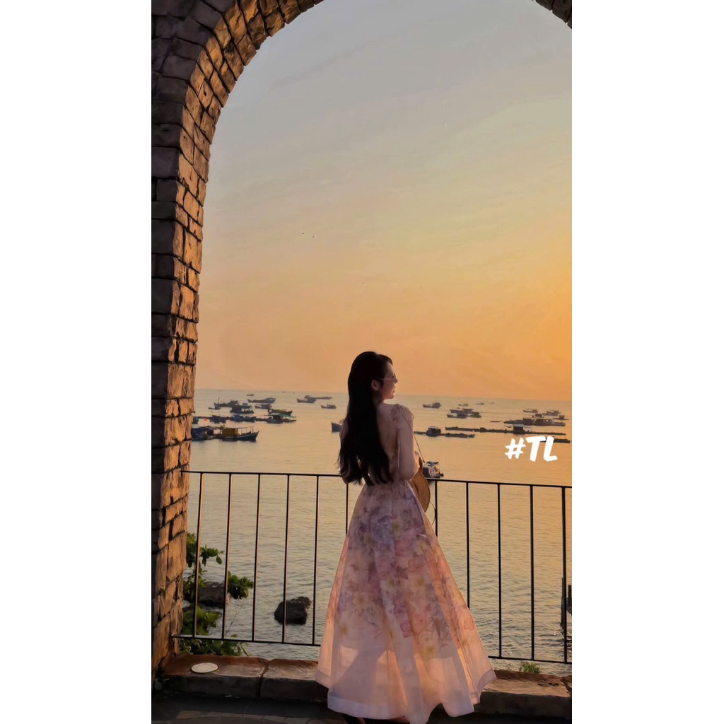 Đầm 2 dây đính hoa cúp ngực ZMM xoè dài