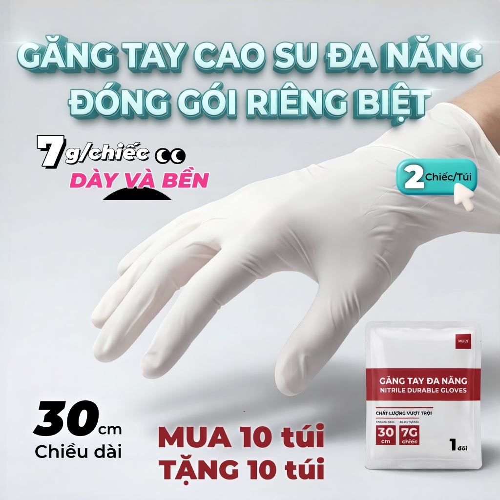 Găng Tay Cao Su Đa Năng ，Đóng gói riêng biệt ，2 Chiếc/túi – Dùng Nhà Bếp, Spa, Chế Biến Thực Phẩm