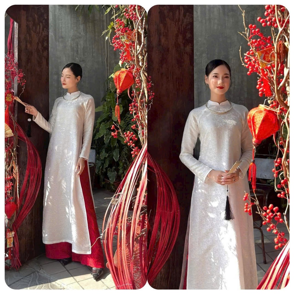 Áo Dài Nữ Lụa Gấm Hoa Mềm Mịn Thoáng Mát - Bề Mặt Ánh Nhẹ Tinh Tế, Dáng Suông Thanh Lịch Diện Tết T1493G