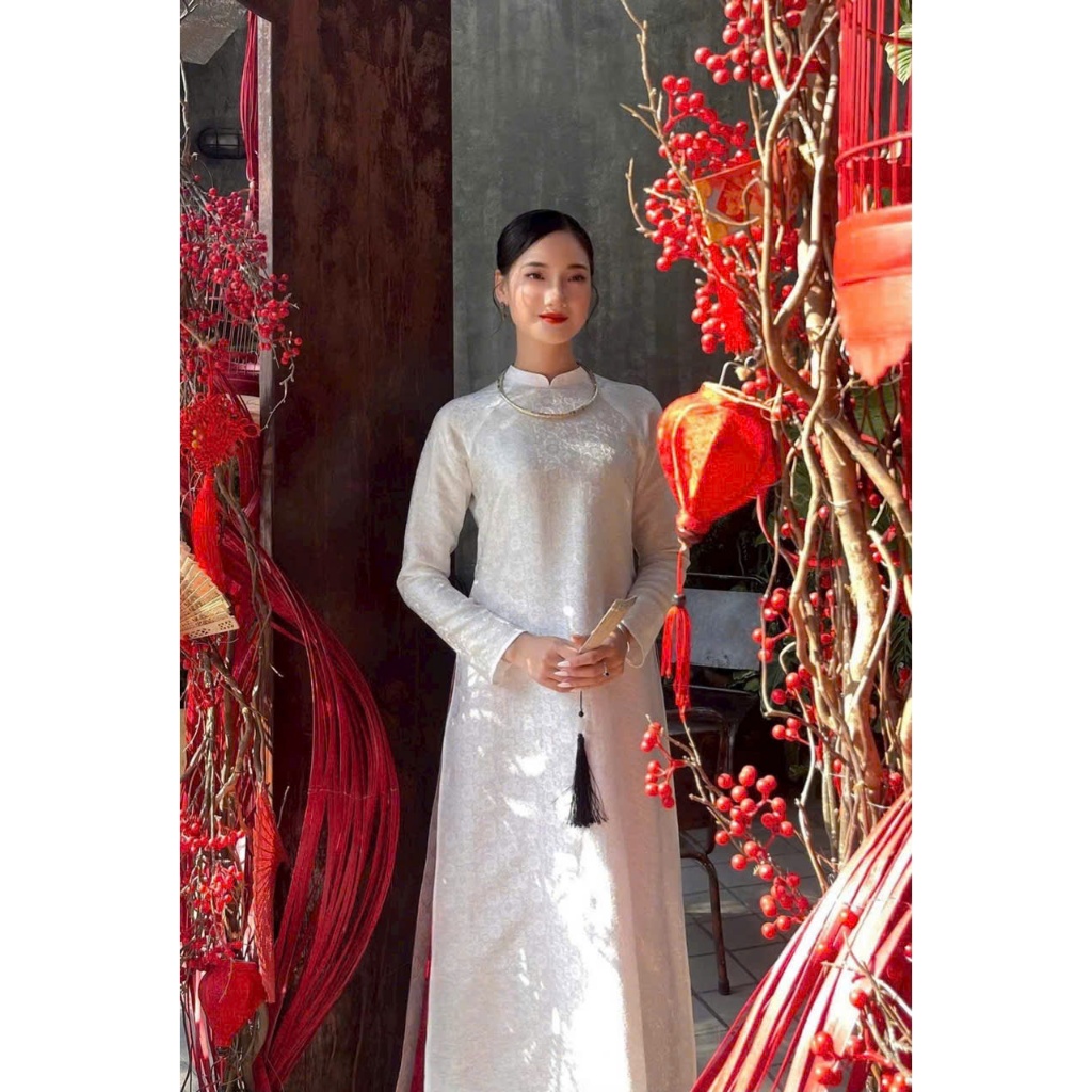 Áo Dài Nữ Lụa Gấm Hoa Mềm Mịn Thoáng Mát - Bề Mặt Ánh Nhẹ Tinh Tế, Dáng Suông Thanh Lịch Diện Tết T1493G