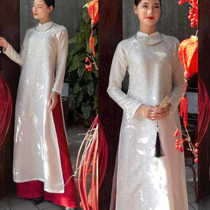 Áo Dài Nữ Lụa Gấm Hoa Mềm Mịn Thoáng Mát - Bề Mặt Ánh Nhẹ Tinh Tế, Dáng Suông Thanh Lịch Diện Tết T1493G