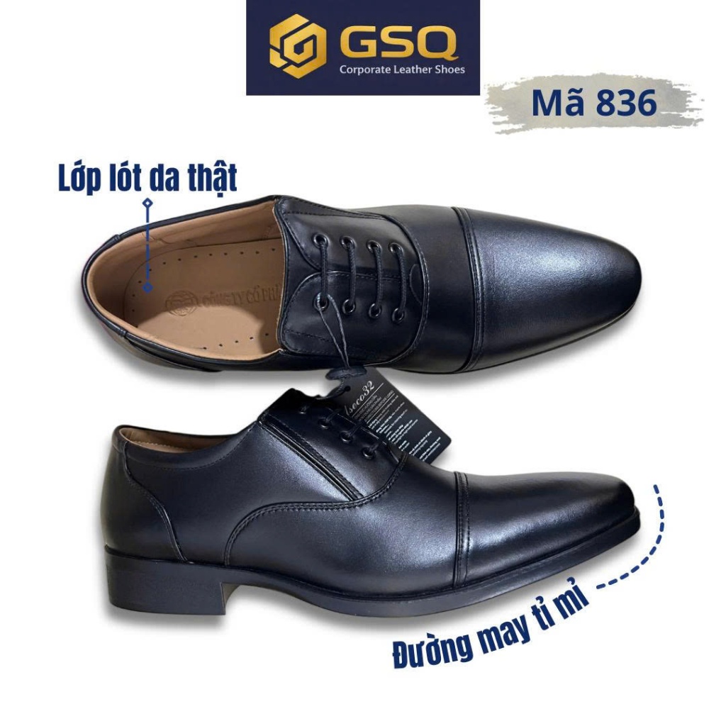 Giày Tây Nam Da Bò 836 – Giày Công Sở Nam Lịch Lãm