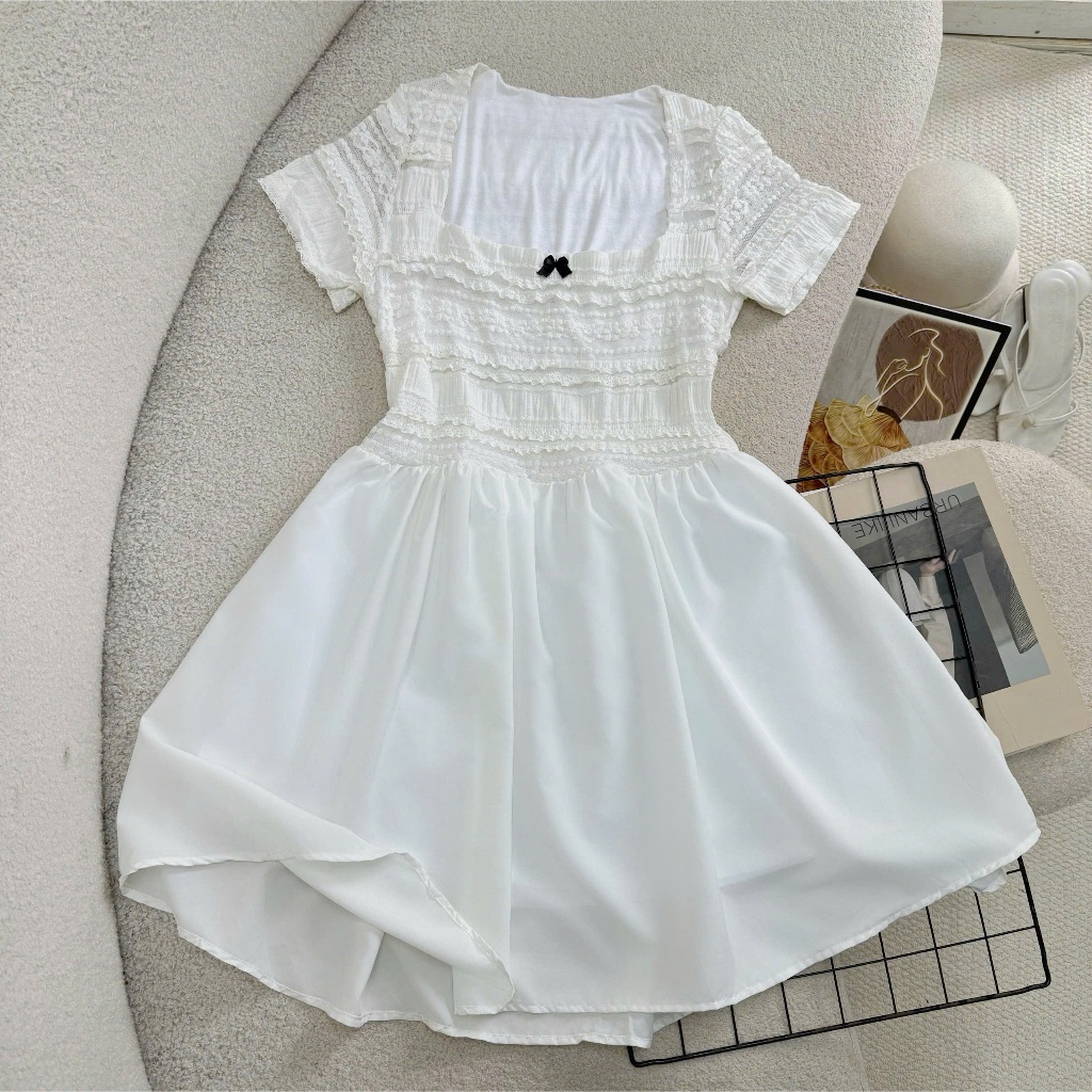 Đầm Ren Big Size Nữ Nơ Xinh Dáng Xòe Xinh Xắn Cho Các Nàng Chubby 60-95kg G673+G674