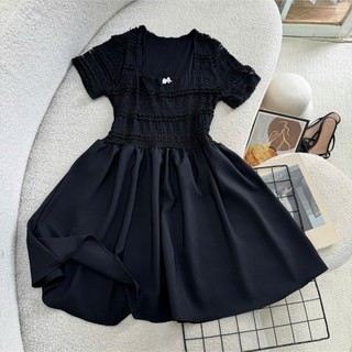 Đầm ren Nhỏ Clothing bigsize nữ tay ngắn cổ vuông kèm nơ tôn eo có đầm dài và ngắn phù hợp mặc đi tiệc đi chơi G673/G674