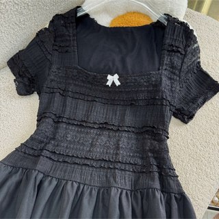 Đầm ren Nhỏ Clothing bigsize nữ tay ngắn cổ vuông kèm nơ tôn eo có đầm dài và ngắn phù hợp mặc đi tiệc đi chơi G673/G674