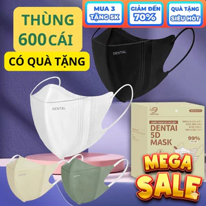 Thùng 600- 400 Cái khẩu trang 5D DENTAL MASK chính hãng chống tia Uv,Nắng và Bụi Mịn