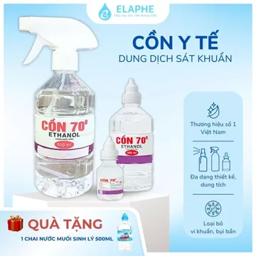 Cồn sát khuẩn, dung dịch xịt khuẩn y tế 70, 90 độ, khử trùng đồ dụng, vật dụng y tế, spa, chai 500ml