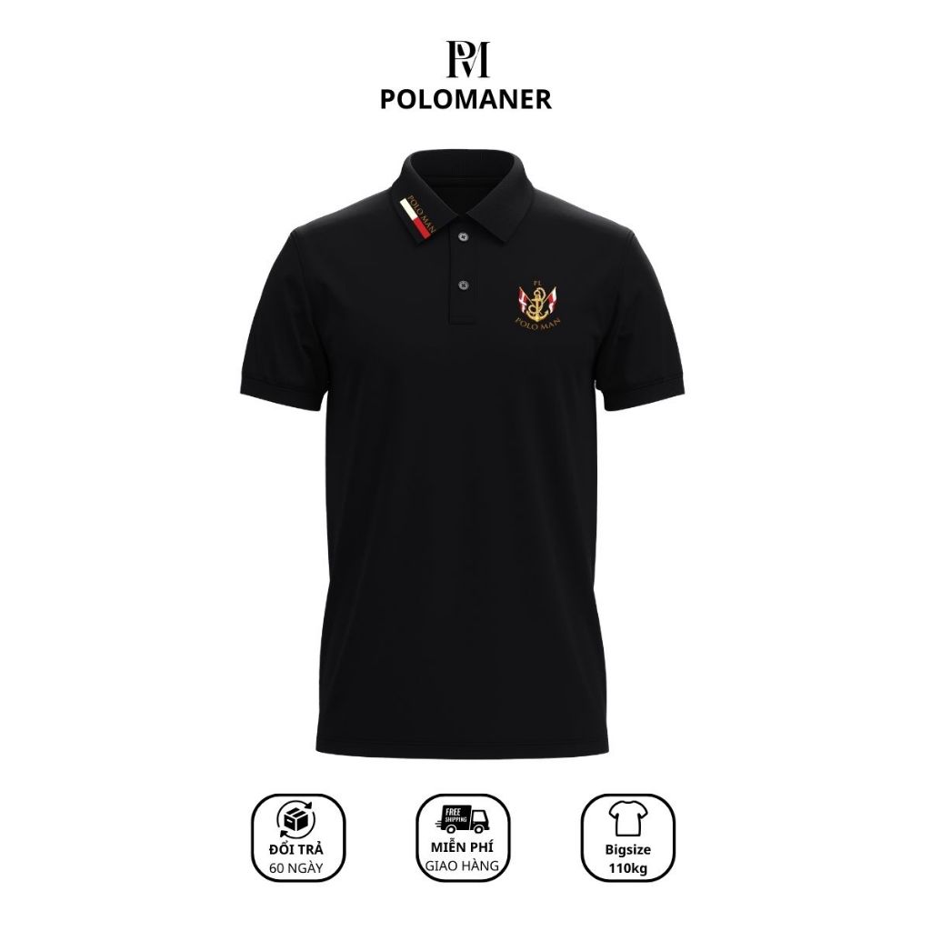 Áo Thun Polo Nam Nữ Poloman Mỏ Neo Vàng Chất Liệu CVC Cá Sấu Cao Cấp Tay Ngắn Phong Cách Trẻ Trung Dể Mặc Đồ Có Bigsize