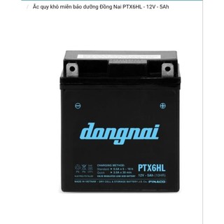Bình ắc quy xe máy 12v khô miễn bảo dưỡng Đồng Nai PTX6HL | 12V - 5ah