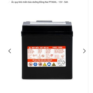 Bình ắc quy xe máy 12v khô miễn bảo dưỡng Đồng Nai PTX6HL | 12V - 5ah