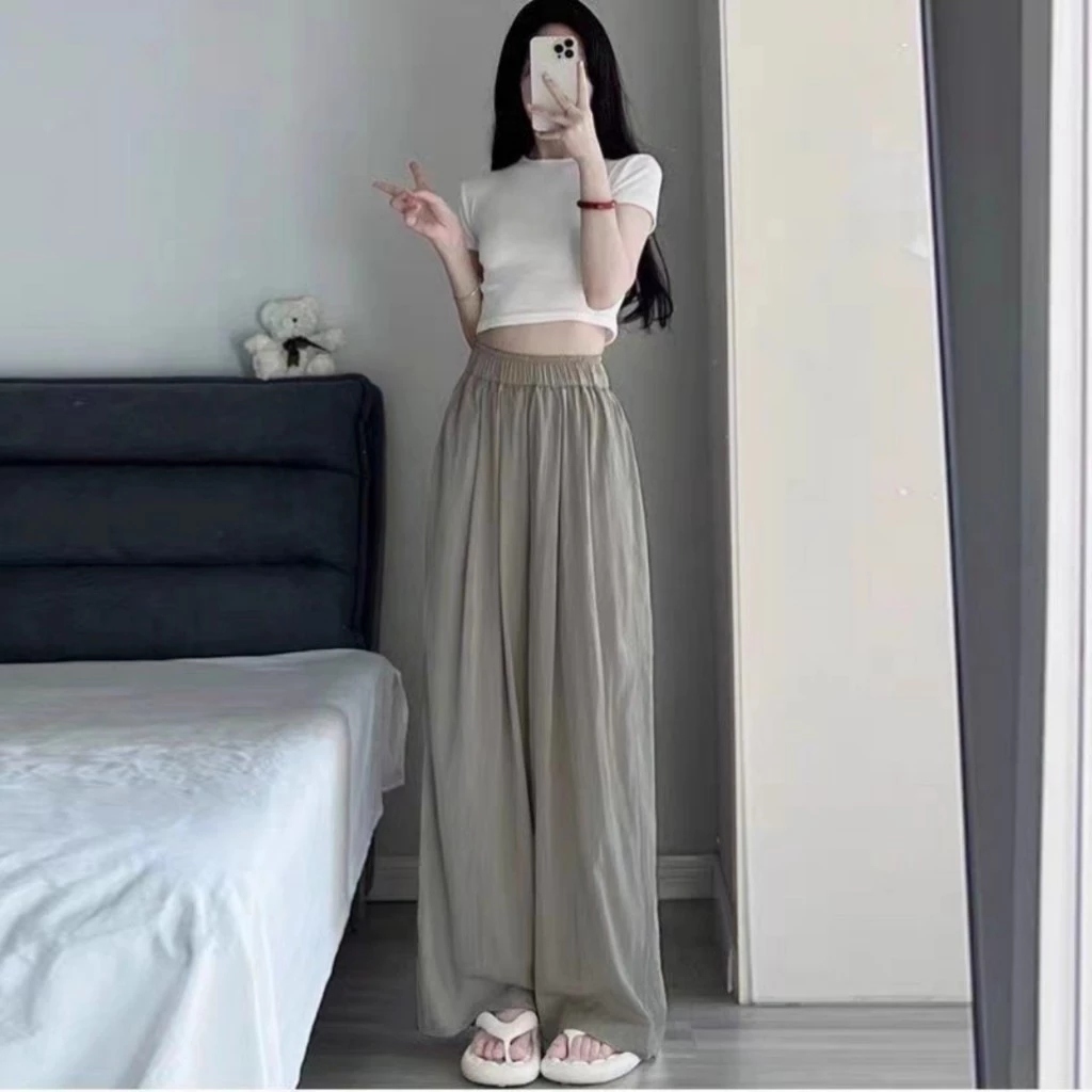 [Peinn] Quần Lụa Băng, Quần ống rộng mặc hè cạp chun 3 màu mặc hè mát lạnh